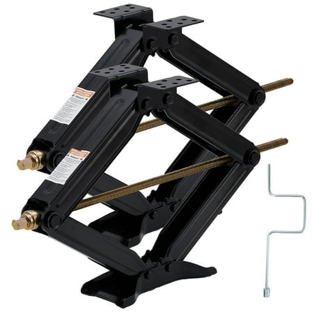 Pinypikaka Set of 2 24" 7500 lb Capacity Scissor Jack with Handle, Stable Base for RV Trailers, Black