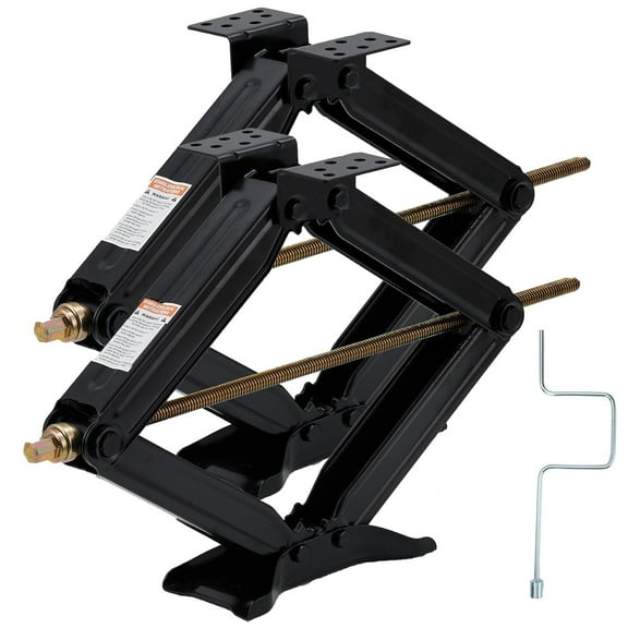 Pinypikaka Set of 2 24" 7500 lb Capacity Scissor Jack with Handle, Stable Base for RV Trailers, Black