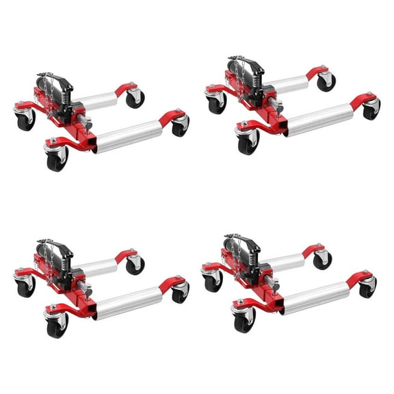 Pinypikaka Set of 4 Wheel Dolly 6000Lbs Capacity Car Dolly with Hydraulic Tire Jack for Truck RV Trailer, Red