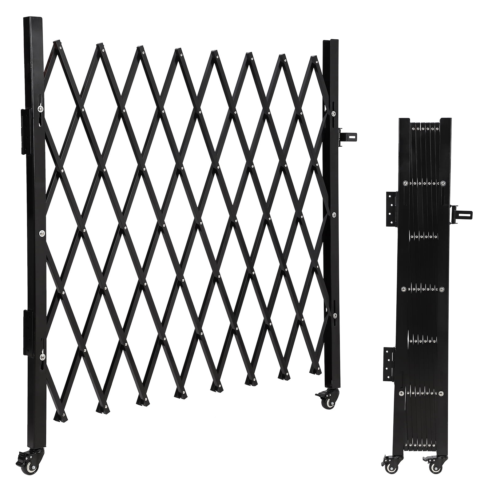 65.35x59.05 Inch Folding Security Gate - U-Shape Single Door With Wheels, Mobile Safety Barrier
