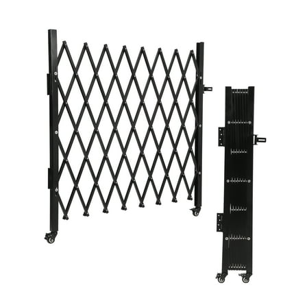 Pinypikaka Single Folding Security Gate 50"H x 67"W Folding Door Gate Aluminum Accordion Security Gate, Flexible Expanding Security Gate, 360° Rolling Barricade Gate, Scissor Gate/Door