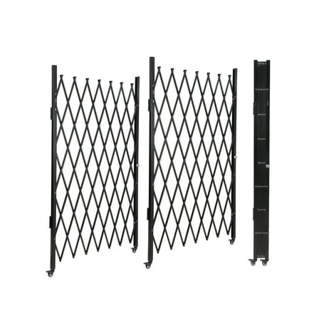 Pinypikaka Single Folding Security Gate, Flexible Expanding Security Gate, Folding Driveway Door Gate, Aluminum Security Gate, 360° Rolling Barricade Gate, Scissor Gate or Door, Black