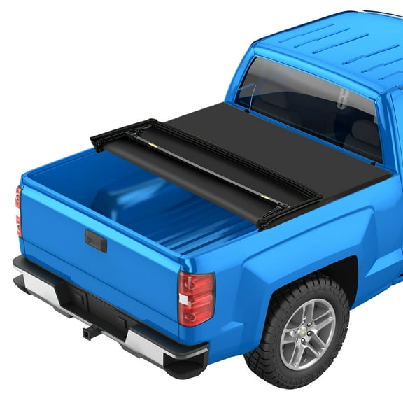 Pinypikaka Soft Tri-Fold Truck Bed Covers, Tri-Fold Truck Bed Tonneau Cover for Chevy Silverado/GMC Sierra 1500 New Body Style 2014-2019 , Fleetside 5.8FT Bed