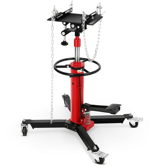 Pinypikaka Transmission Jack, 1100 LBS Capacity Adjustable Hydraulic Telescopic Transmission Jack, 33"-69" High Lift and 360° Swivel Wheel, Garage/Shop Lift Hoist
