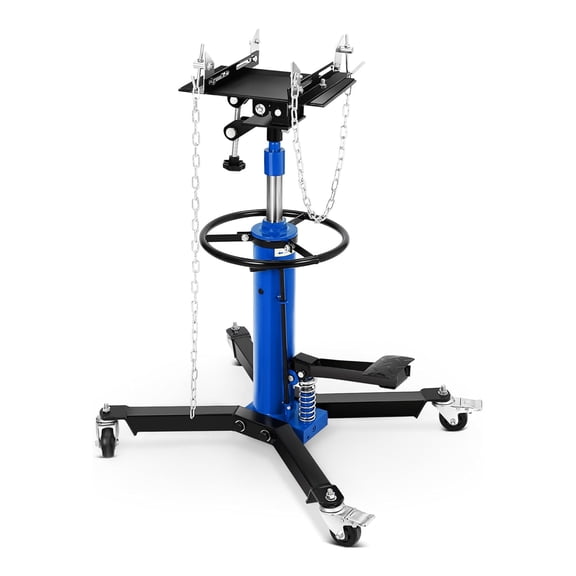 Pinypikaka Transmission Jack, 1100lbs 1332lbs, 2-Stage Hydraulic Telescopic Design, Lifts 34"-68", with Foot Pedal & 360° Swivel Wheels, for Garage and Car Lifting, Blue