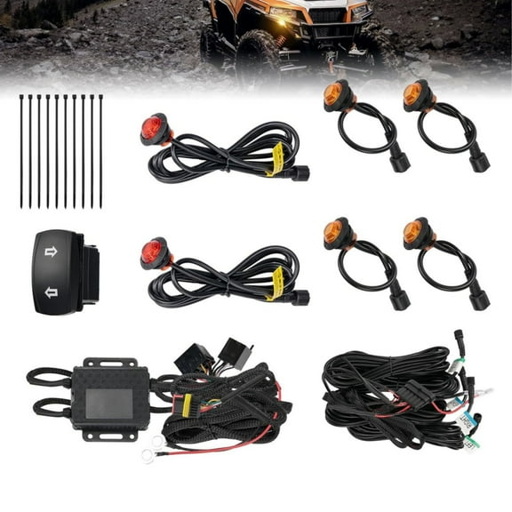 Pinypikaka UTV Turn Signal Kit, Pre-Wired, Plug and Play UTV ATV Blinker with Rocker Switch, Universal Kit Compatible for Can-Am X3, Polaris Ranger RZR