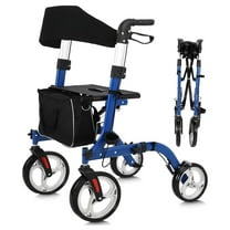 Pinypikaka Walker for Seniors, Rollator Walker with Seat, 12" Rubber Wheels All Terrain Rollator Walker, Aluminum Walkers with Backrest, Outdoor Rolling Walker Foldable Adjustable Height for Seniors