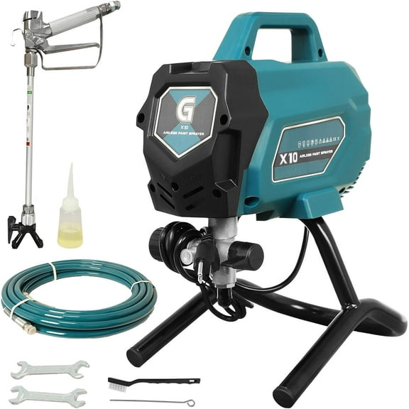 Pinypikaka X10 Airless Paint Sprayer, 0.32GPM Stand Paint Sprayer, 3300 PSI 750W Airless Sprayer with 19.7" Extension Pole for House Painting DIY Garage