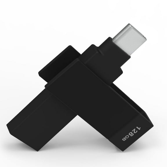 PioData iXflash 128GB Backup Flash Drive for iPhone, iPad, and Computer, USB Type-A & USB Type-C, Black