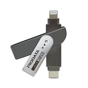 Piodata iXflash 128GB Lightning and USB Type-C Flash Drive with Compatible with iPhone, iPad, Mac, PC