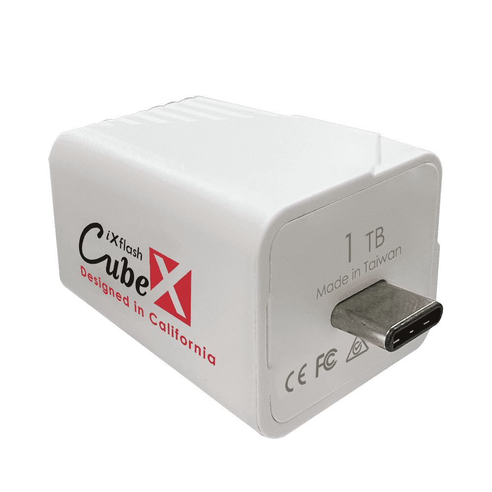 PioData iXflash Cube 1TB Photo Storage Device Apple MFi Certified USB Type C with Quick Charge for iPhone & iPad, Auto Backup Photos & Videos