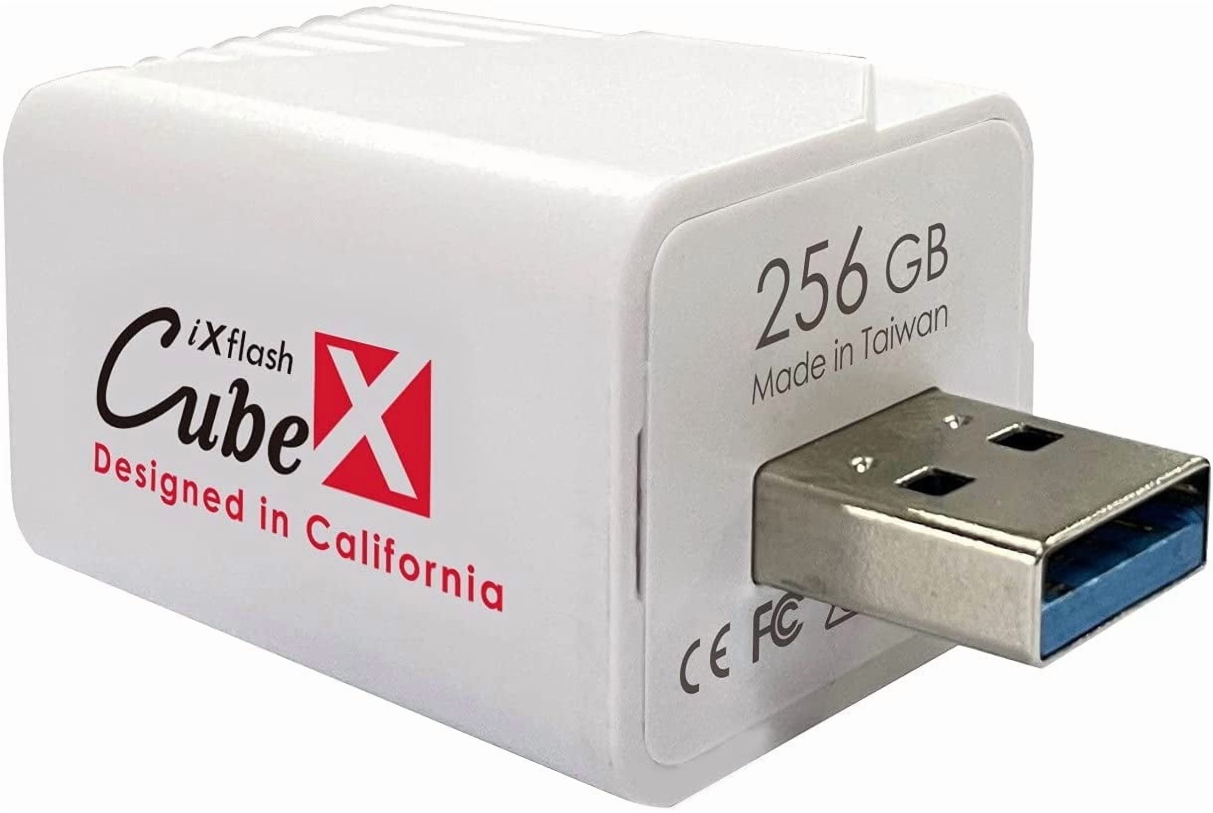 PioData iXflash Cube 256GB Photo Storage Device Apple MFi Certified USB Type A for iPhone & iPad, Auto Backup Photos & Videos