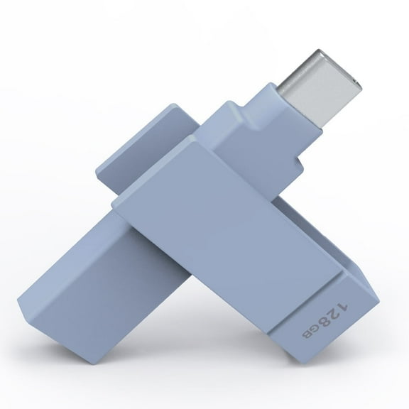 PioData iXflash 128GB Backup Flash Drive – USB Type-A & Type-C for iPhone, iPad, and Computer – Blue, iPhone Storage Photo Stick