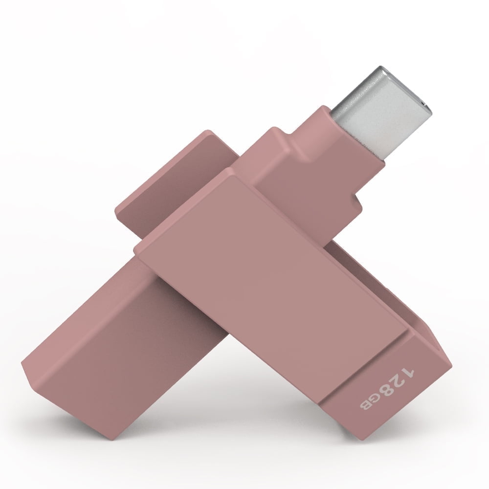 PioData iXflash 128GB Backup Flash Drive USB Type A & Type C for iPhone, iPad, and Computer – Pink, iPhone Storage Photo Stick