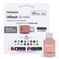 thumbnail image 1 of Piodata Micro SD Card Reader and USB-C Drive for iPhone and Android, Pink iXflash Q Mini Phone Memory, Portable Flash Storage with Auto Backup, MicroSD Slot, and Free App, 1 of 7