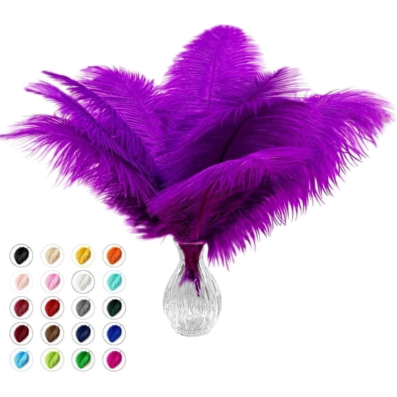 Piokio 40 pcs Natural Purple Ostrich Feathers 12-14 inch(30-35 cm) Bulk for Wedding Party Centerpieces and DIY Clothes Decoration, Gatsby Decorations