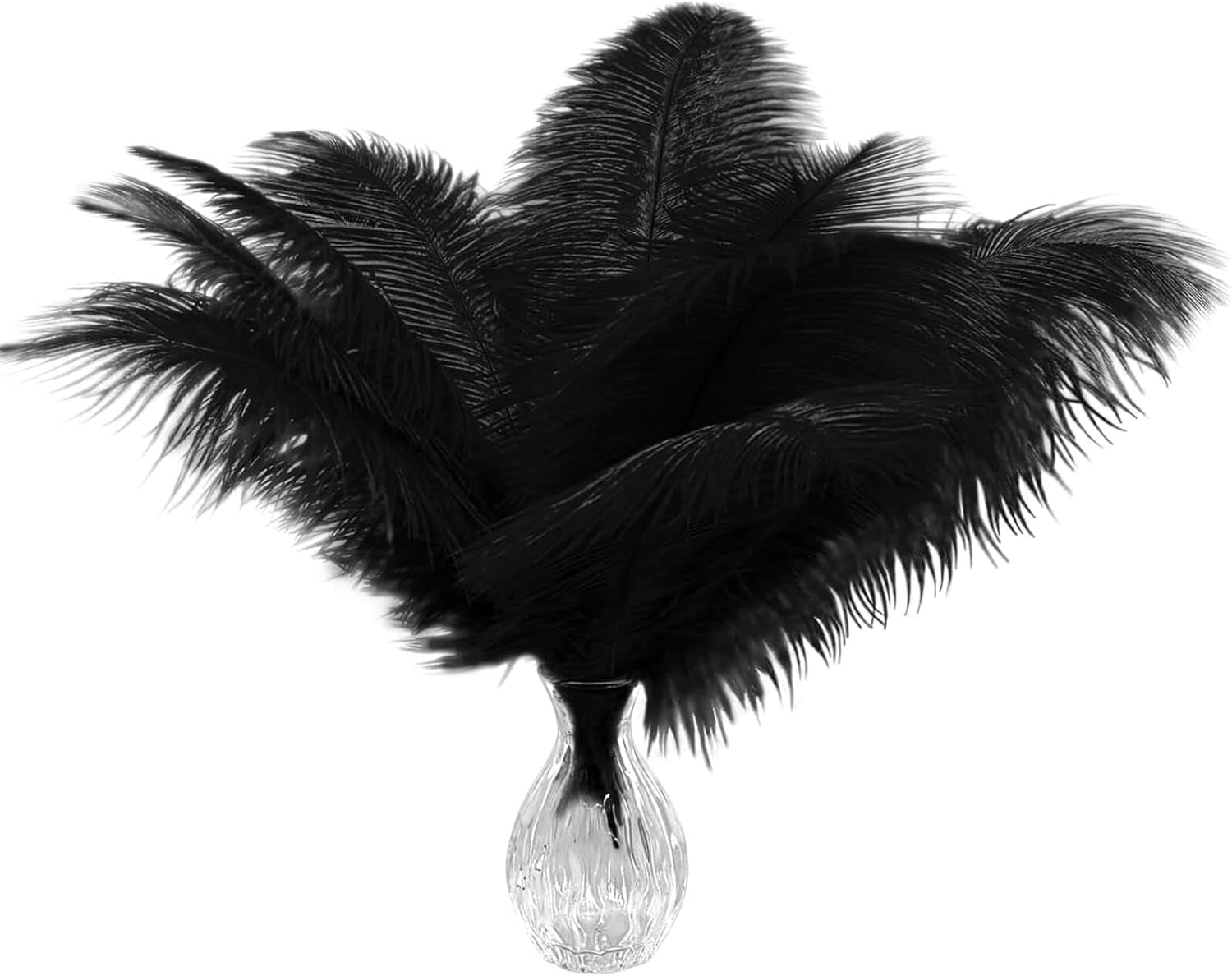 Piokio 40pcs Natural Black Ostrich Feathers 10-12 inch (25-30cm) Bulk Feathers for Wedding Party Centerpieces, Home Decoration and DIY Clothing, Gatsby Decorations