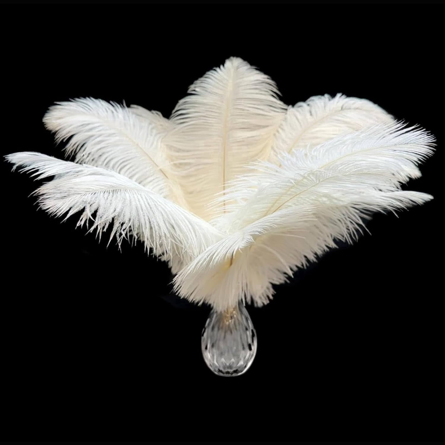 Piokio 40pcs Natural White Ostrich Feathers 10-12 inch (25-30cm) Bulk Feathers forHome Decoration and DIY Clothes Decoration, Gatsby Decorations