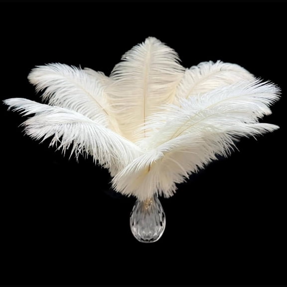 Piokio 40pcs Natural White Ostrich Feathers 10-12 inch (25-30cm) Bulk Feathers forHome Decoration and DIY Clothes Decoration, Gatsby Decorations