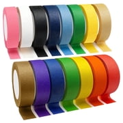 Piokio Colored Washi Tape 15 Roll Multi pack - 10 Yard x 15mm Wide Set Rainbow Solid Color Tape for Egg Decorating, DIY School Supplies