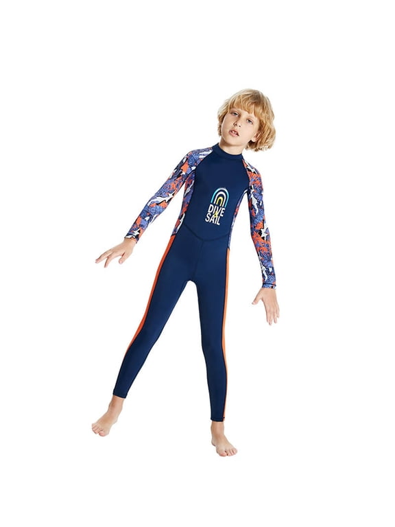 Boy's Swimsuits Long Sleeve Sun Rash Guard Wetsuit Surfing Snorkeling Bathing Suit