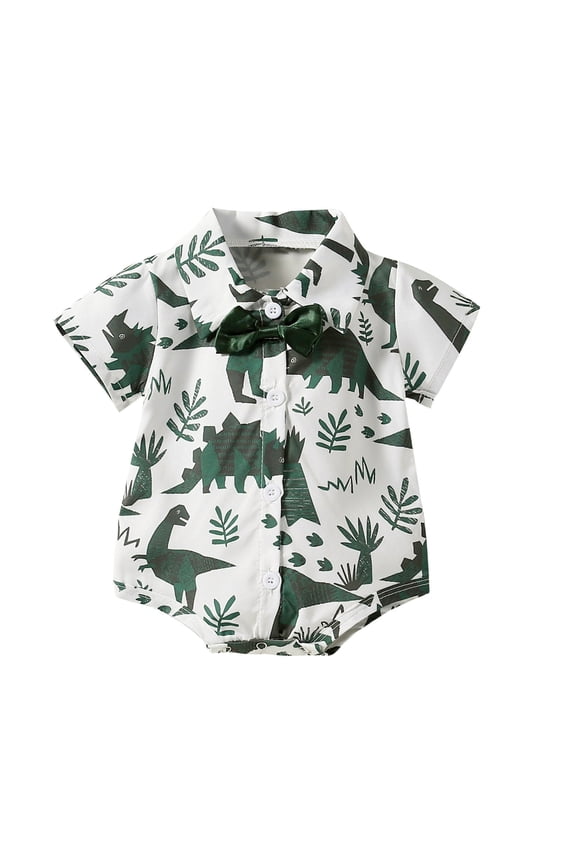 Boys Bodysuits Adorable Dinosaur Print Soft Rompers