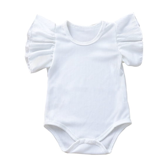 Piomll Girl's Bodysuits Newborn Infant Solid Ruffle Playsuits