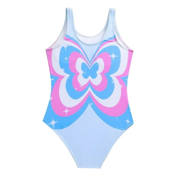 Piomll Girl's Swimsuits Print Sports Durable Stretch Fabric Bathing Suit