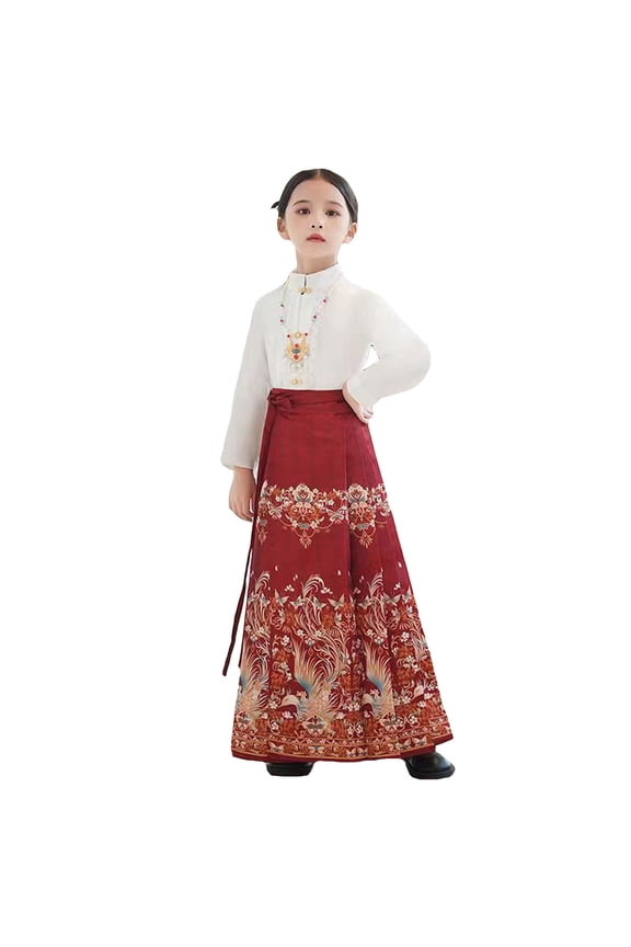 Girls Matching Sets Chinese Dress Horse Face Skirt Chinese Classical Style Ancient Athletic Clothes