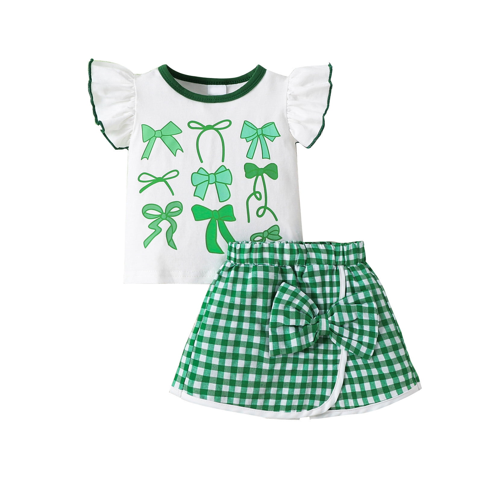 Girl Mathcing Set Piomll Girls Matching Sets Summer Suit Children Lace Sleeve Print Top ...