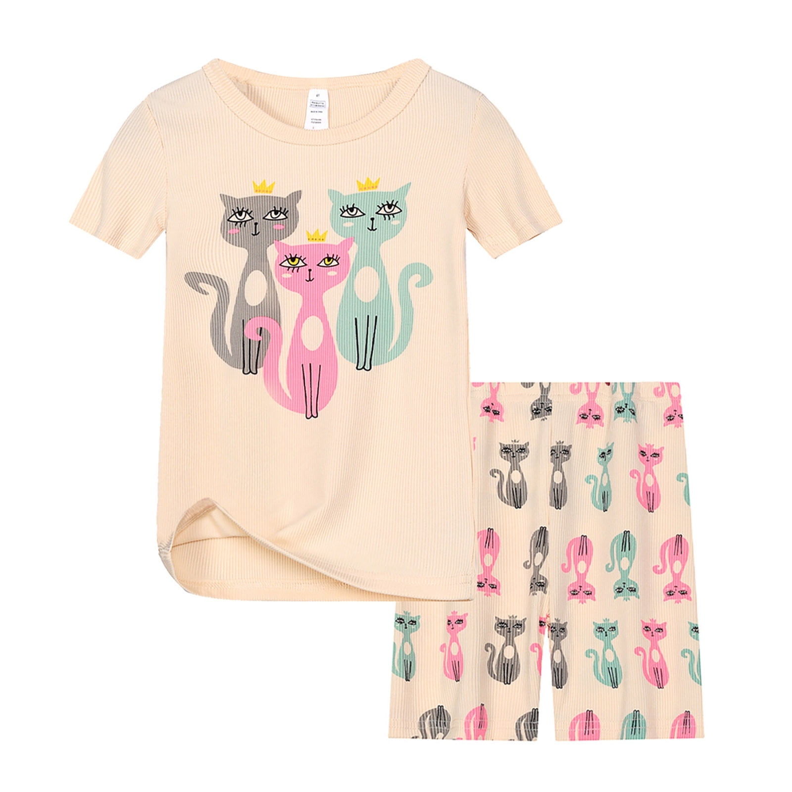 Girl Mathcing Set Piomll Girls Matching Sets Toddler Cartoon Print Cute Casual T Shirt ...