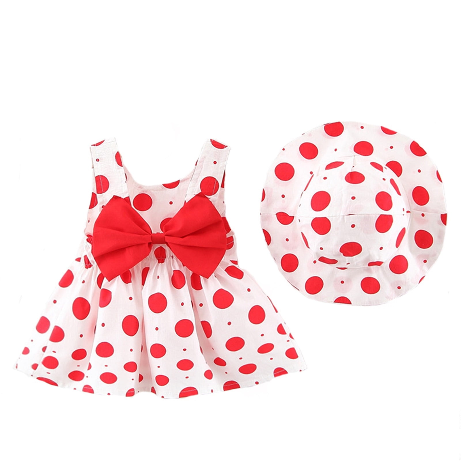 Girl Mathcing Set Piomll Girls Matching Sets Tutu Dress Sleeveless Backless Birthday Dot ...