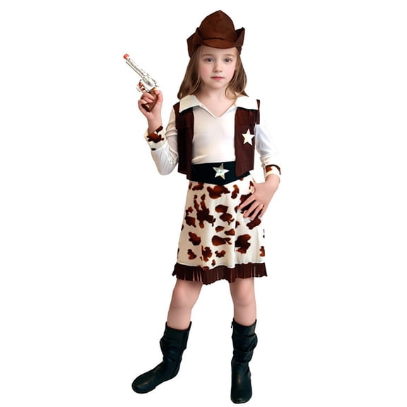 Piomll Outfit Sets for Girls Western Dress Up With Vest Skirt Bandana Kids Outfits