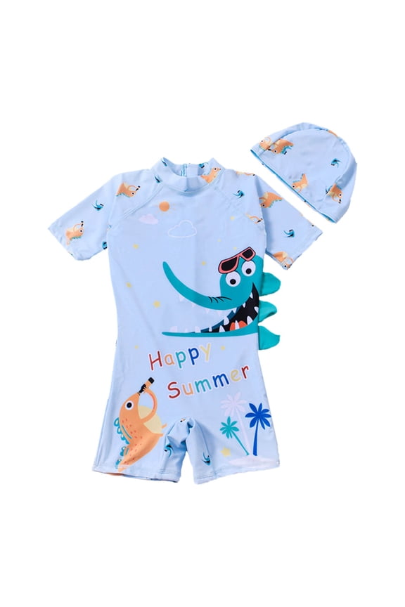 Swim Suits for Boys Summer Rash Guard One Piece Sunsuit With Sun Hat Swimming Suit