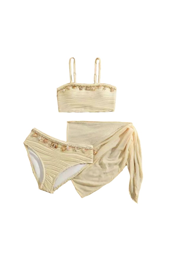 Swim Suits for Girls 2 Pcs Bikini Solid Color Tankini Top Shorts Teen Youth Kids Swimwear