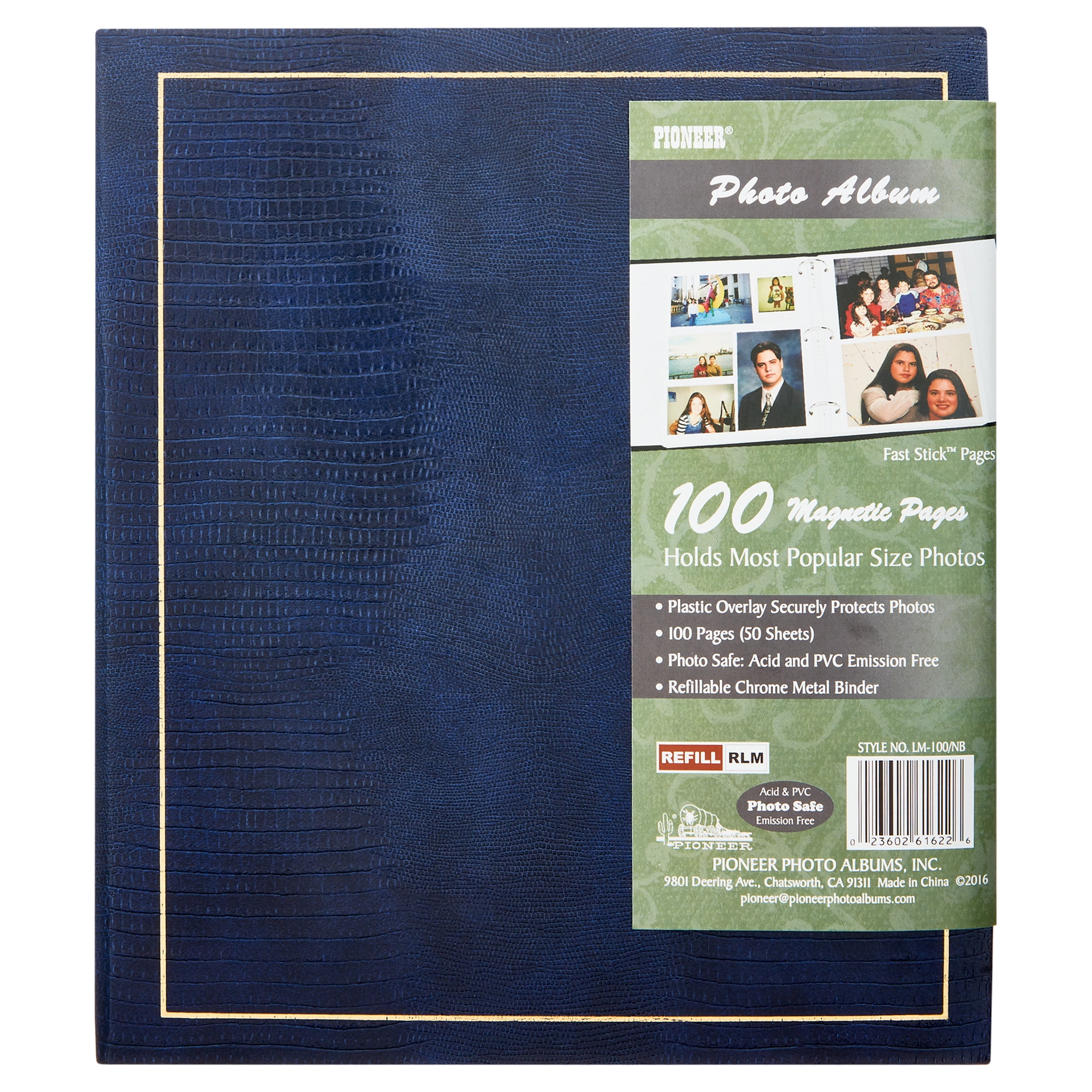Pioneer Photo Albums Magnetic Self-Stick 3-Ring Album 100 Pages 50 Sheets Navy Blue