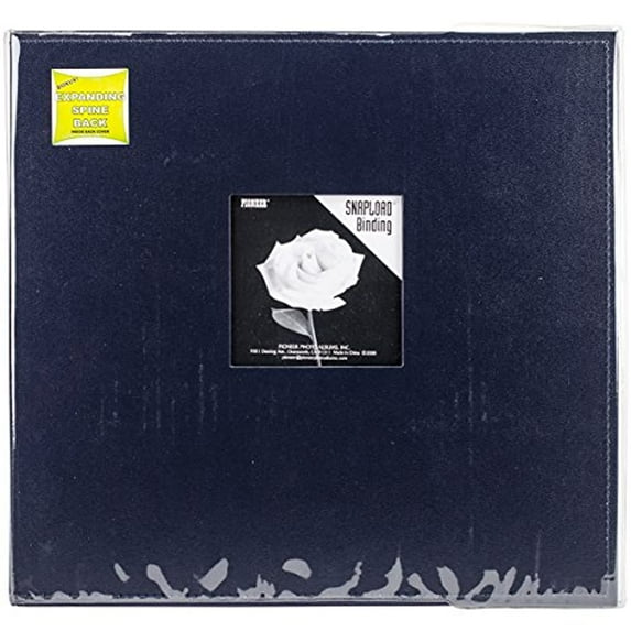 Pioneer 12 Inch by 12 Inch Snapload Sewn Leatherette Frame Cover Memory Book, Navy Blue