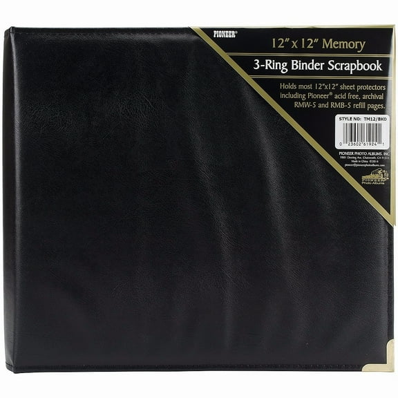 Pioneer 12 x 12 3-Ring Scrapbook Binder Black Oxford