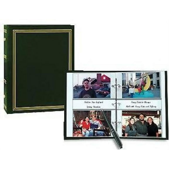 Pioneer 3-Ring 2-Up Slip-in Pocket Hunter-Green Binder Album for 400 Photos - 4x6