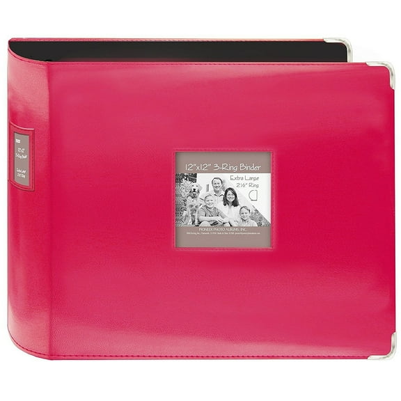 Pioneer 3-Ring Sewn Leatherette Album 12"X12"-Bright Pink