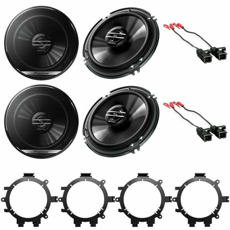 Pioneer 6.5" Stereo Front & Rear Car Speakers, (4 Pack)