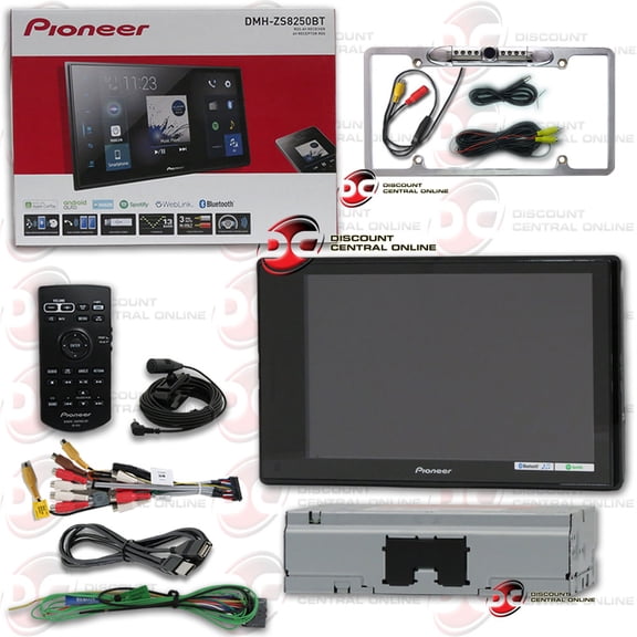 Pioneer 8" Touchscreen USB with Weblink Apple CarPlay, Android Auto and Bluetooth with DiscountCentralOnline FL09CH Full License plate Night vision Waterproof back-up camera