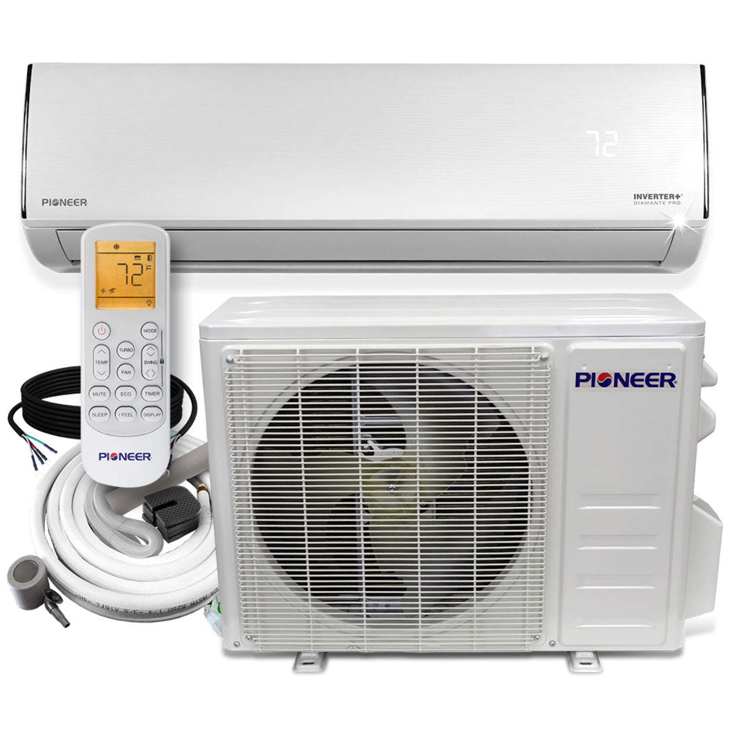 White High-Efficiency Ductless Mini-Split Heat Pump with Remote