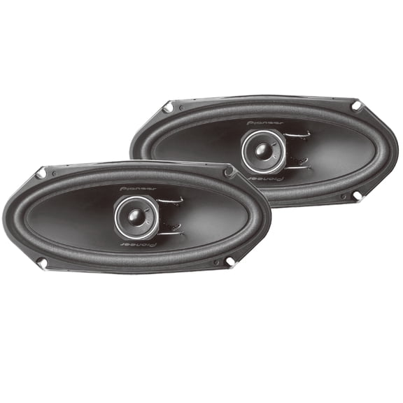 Pioneer A-Series 4-in. x 10-In. 120-Watt 2-Way Full-Range Coaxial Speakers, Black, 2 Pack, TS-A4103