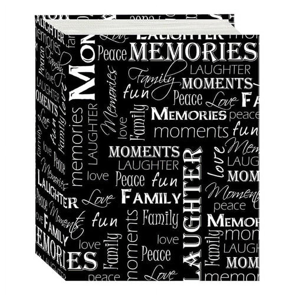 PIONEER PHOTO ALBUMS Pioneer A4 6.5"x8.5" Black and White Words Photo Album with 100 Pockets, Holds 100 - 4"x6" Photos