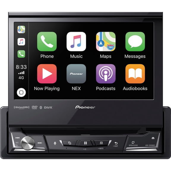 Pioneer 6.8-In. Car In-Dash Unit, Single-DIN DVD Receiver with Motorized Display, Apple CarPlay/Android Auto, Alexa, and SiriusXM Ready, AVH-3500NEX