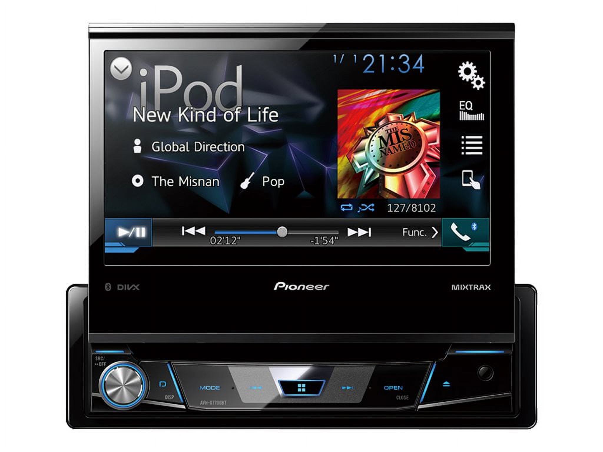 Pioneer AVH-X7700BT - DVD receiver - display - 7" - touch screen - in-dash unit - Single-DIN - 50 Watts x 4 - image 1 of 3