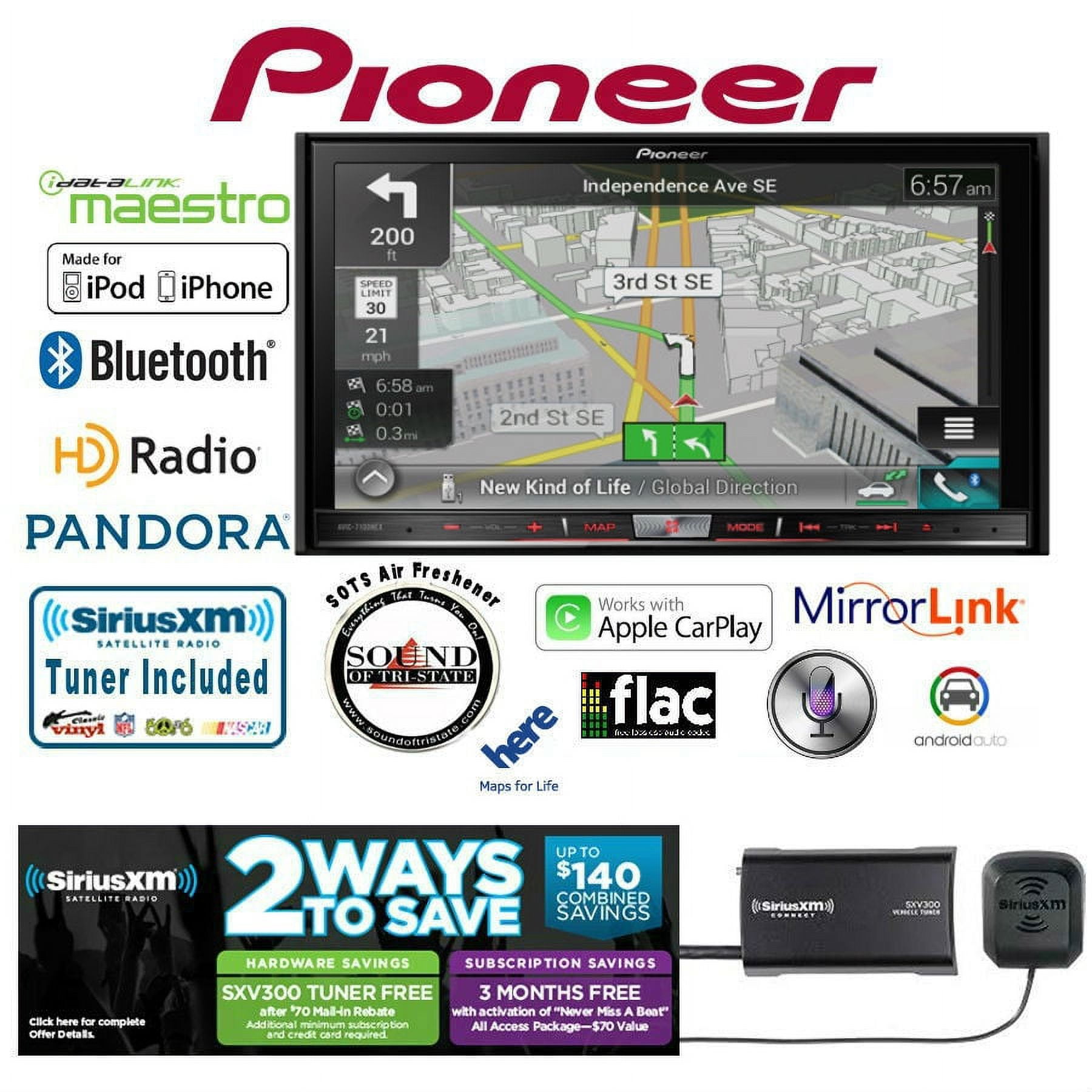 Pioneer AVIC7200NEX GPS DVD Receiver w/ SiriusXM Satellite Radio