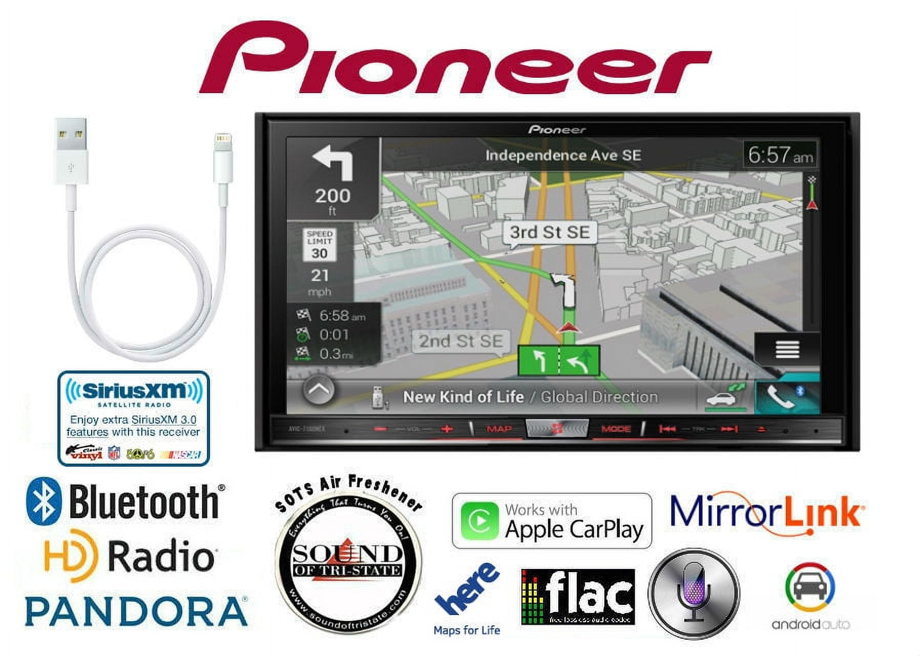 Pioneer AVIC7200NEX Navigation DVD Receiver w/ Lightening to USB