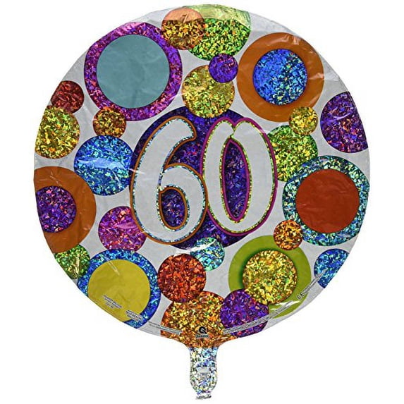 Pioneer Balloon Company 60 Big Dots & Glitz Flat Foil Balloon, 18", Multicolor
